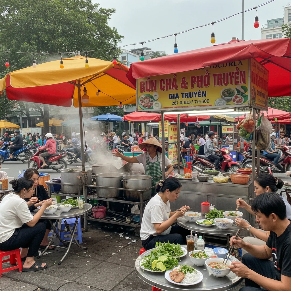 Ẩm thực đường phố búnh chả phở Tân Bình