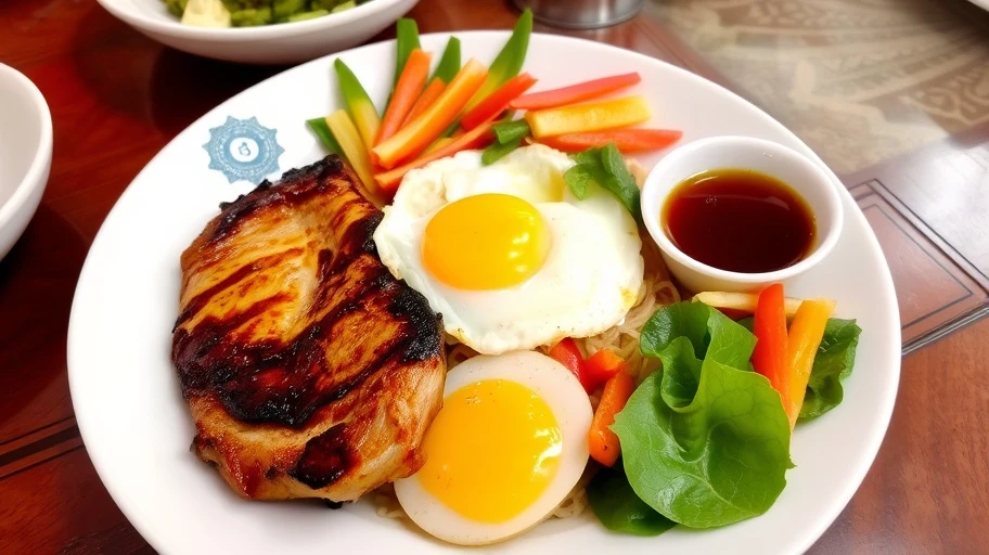 Ảnh cơm tấm Sài Gòn với sườn nướng và trứng ốp la