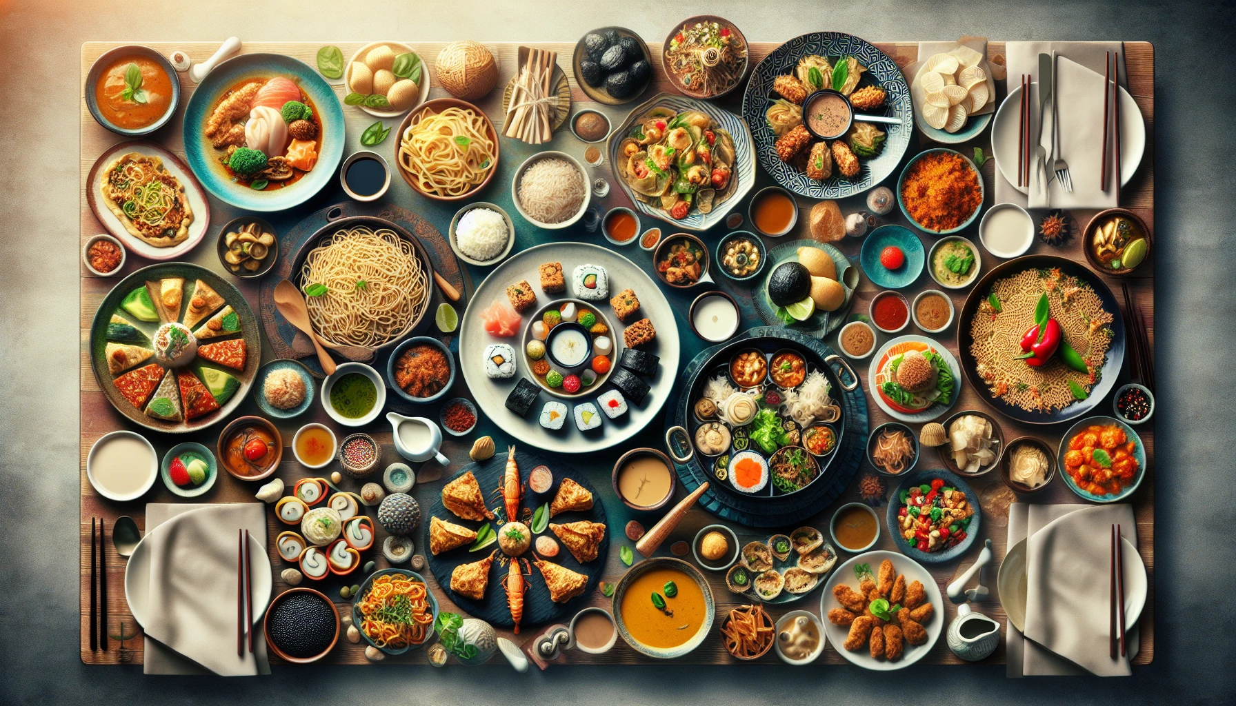 Các món ăn đa dạng từ nhiều nền văn hóa.