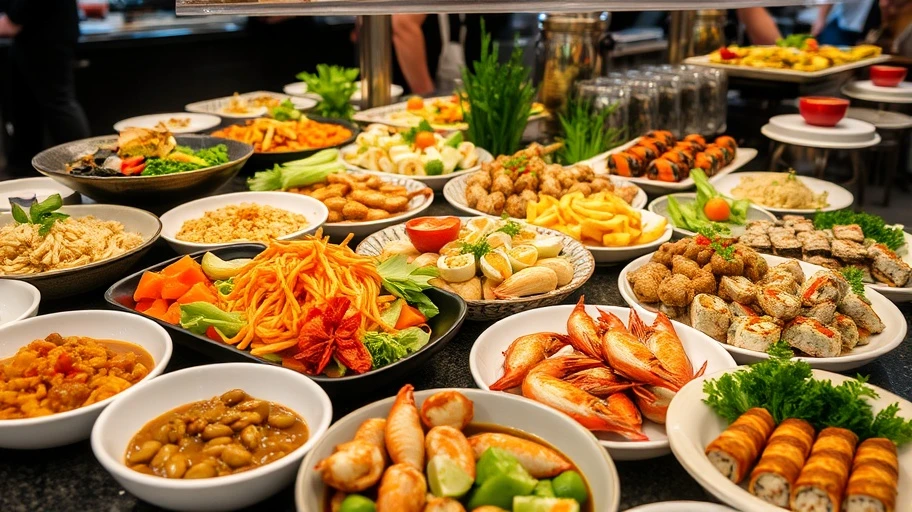 Các món ăn phong phú tại quán buffet Sài Gòn