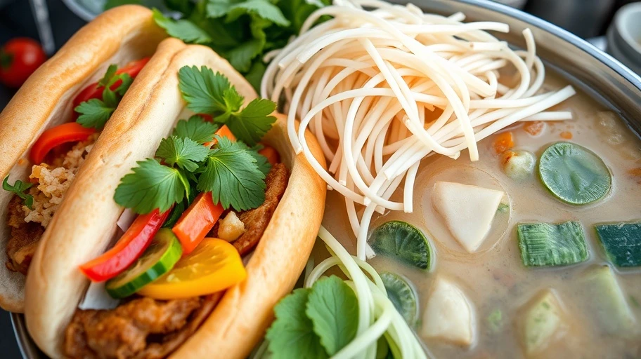Cận cảnh các món ăn đường phố nổi tiếng như bánh mì, phở