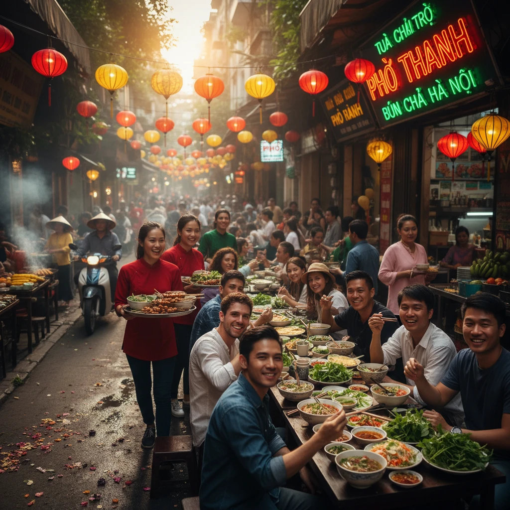 Cảnh nhà hàng Việt Nam sôi động