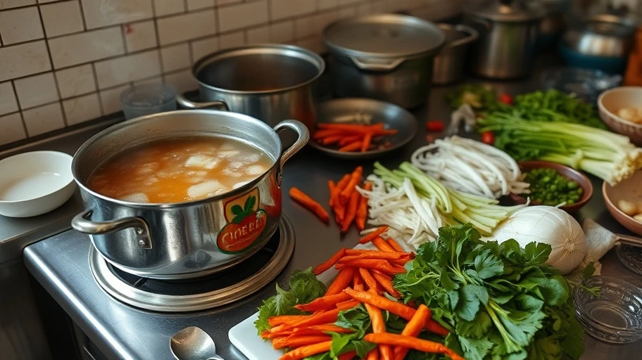 Chế biến bún giò heo tại quán