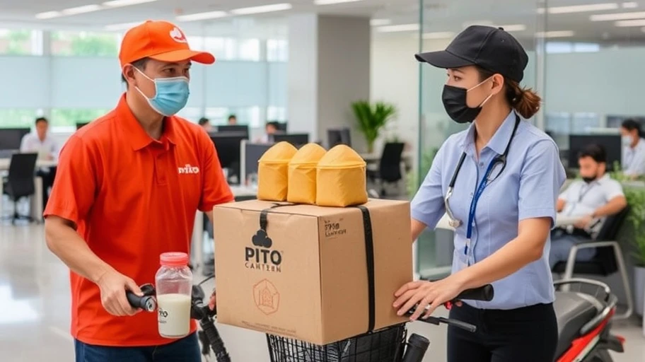 Hình ảnh dịch vụ đặt cơm trưa PITO dành cho văn phòng.