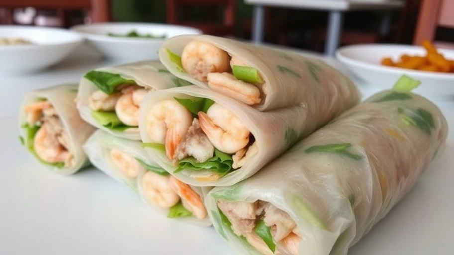 Hình ảnh gỏi cuốn Sài Gòn với tôm và rau sống tinh tế