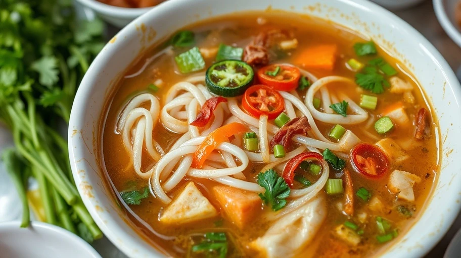 Hình ảnh món ăn đặc trưng xứ Huế - Bún Bò Huế.