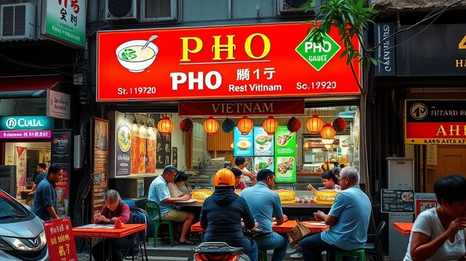 Hình ảnh một quán phở nổi tiếng tại Sài Gòn.