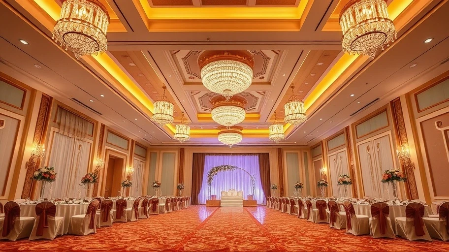 Hình ảnh nhà hàng tiệc cưới Hera Palace sang trọng tại Bình Dương.