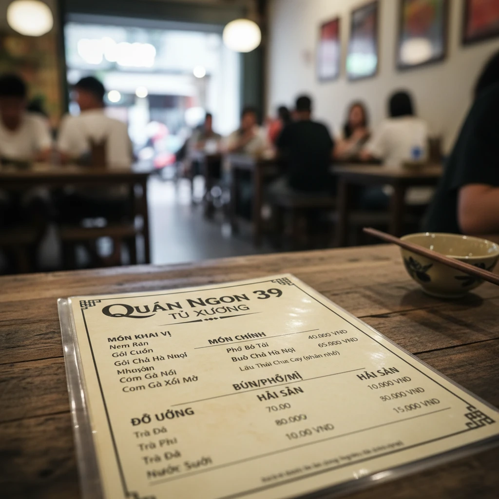 Hình ảnh về giá cả tại Quán Ngon 39 Tú Xương