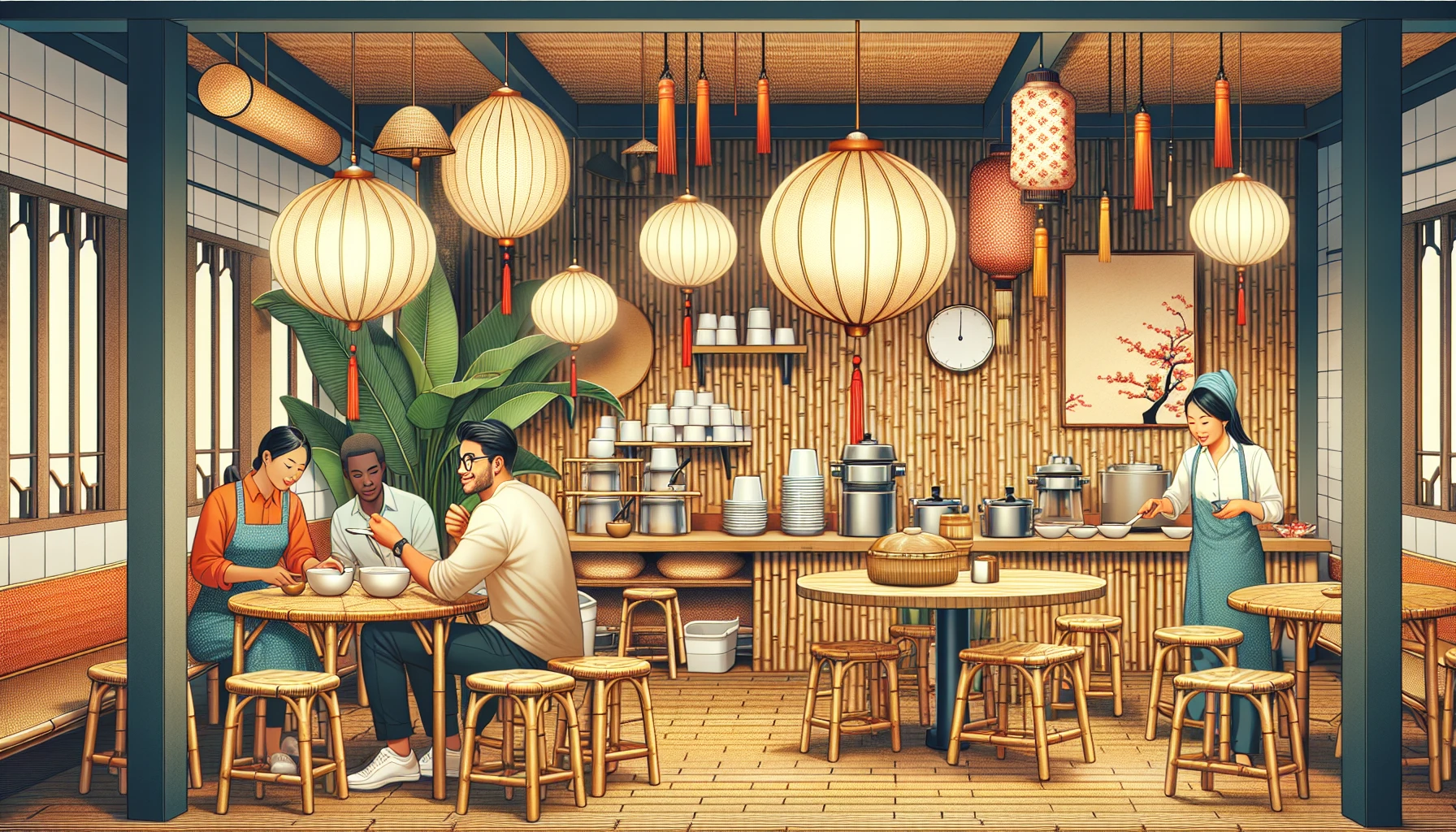 Không gian ăn trưa văn phòng thoáng mát.