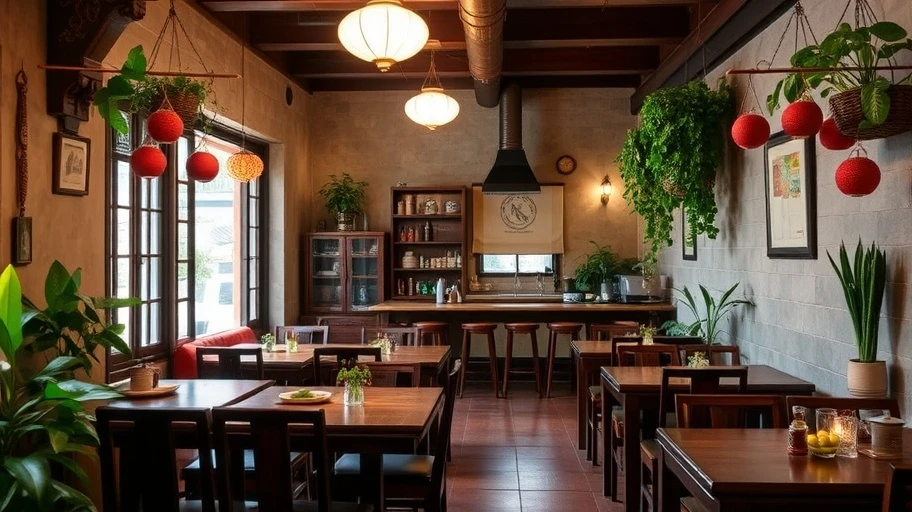 Không gian gần gũi ở cơm chay Nàng Tấm Hà Nội