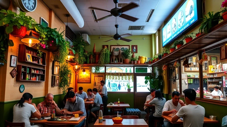 Không gian nhà hàng chay ở Sài Gòn