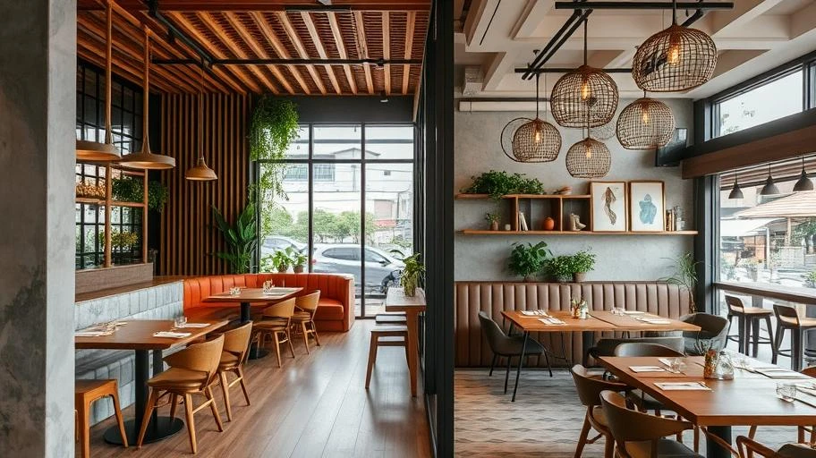 Không gian và phong cách quán tại Cầu Giấy.