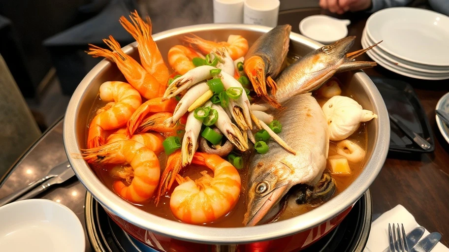 Lẩu hải sản với tôm, mực và cá tại Sài Gòn