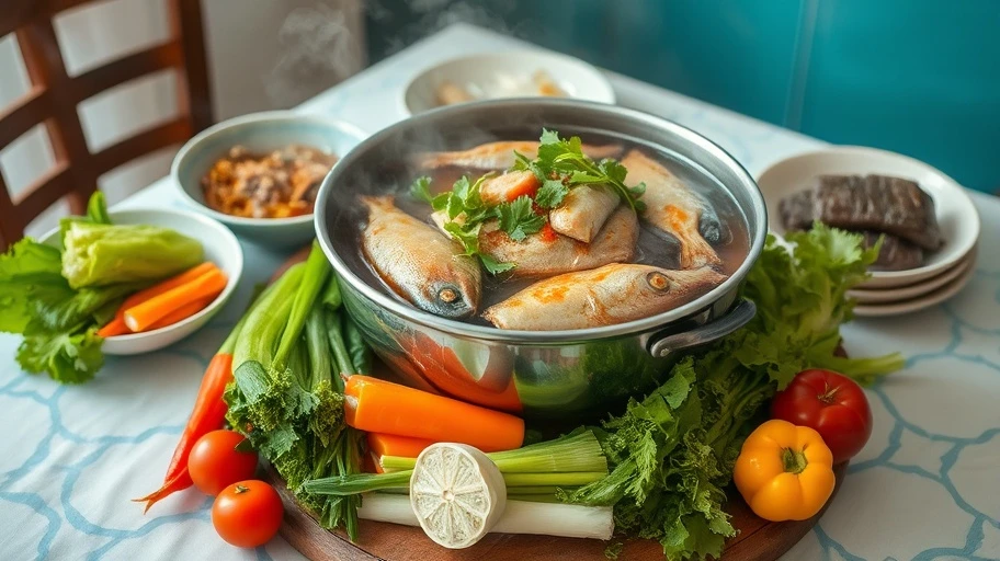 Lẩu mắm hấp dẫn với rau tươi tại Sài Gòn