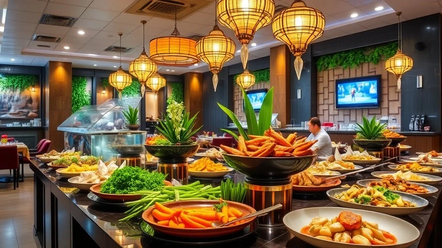 Lẩu Thái ở nhà hàng Chai Talay trên phố Xã Đàn