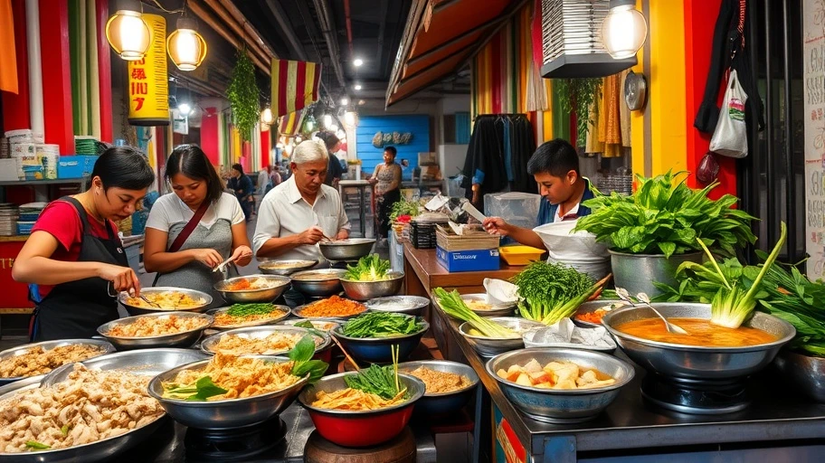 Món ăn đường phố Thái Lan như Pad Thai và Som Tum