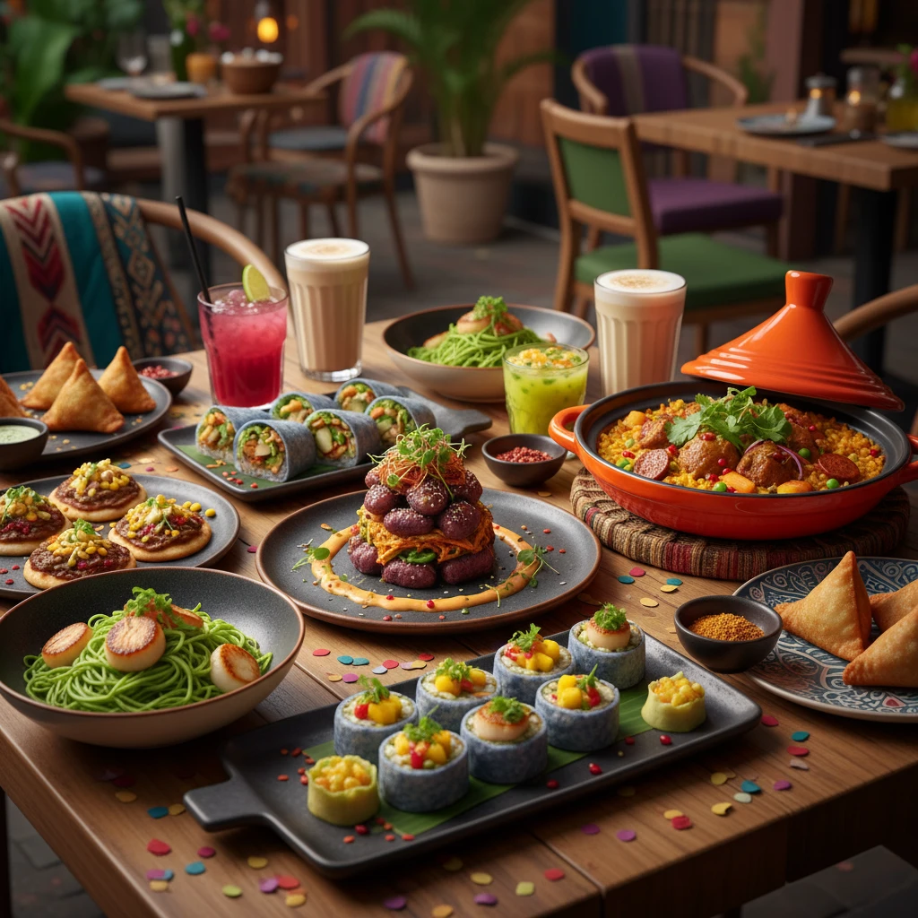 Món ăn fusion kết hợp các nền văn hóa ẩm thực khác nhau.