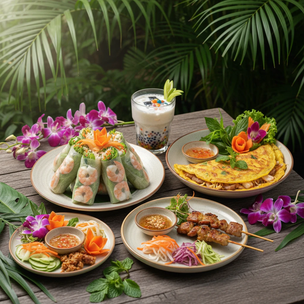 Món ăn tại quán sân vườn ở Sài Gòn.