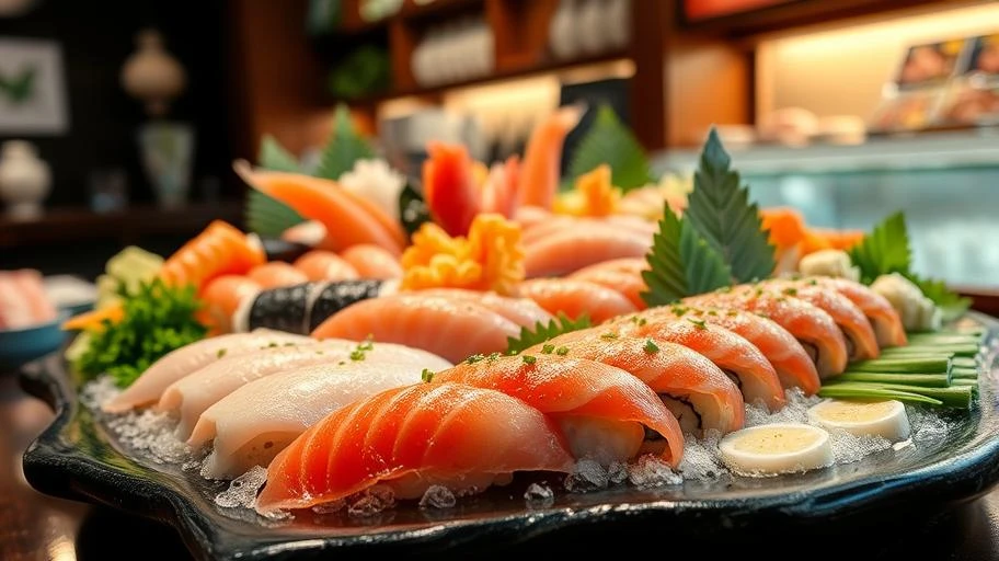 Món sushi tươi ngon được bày trí tinh tế