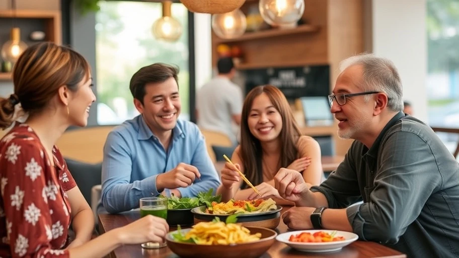 Người thảo luận về ẩm thực ở quán cà phê Việt