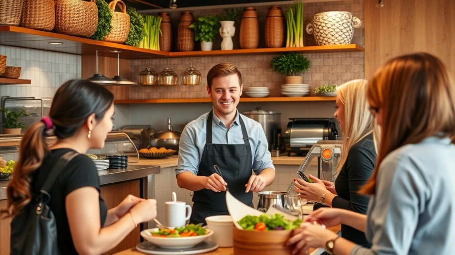 Nhân viên phục vụ nhà hàng chay ở Sài Gòn