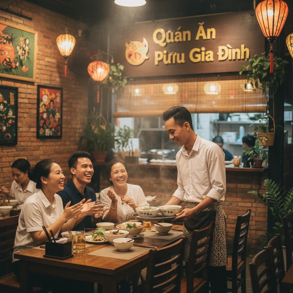 Nhân viên phục vụ nhiệt tình tại Quán Cơm Xuân Mai