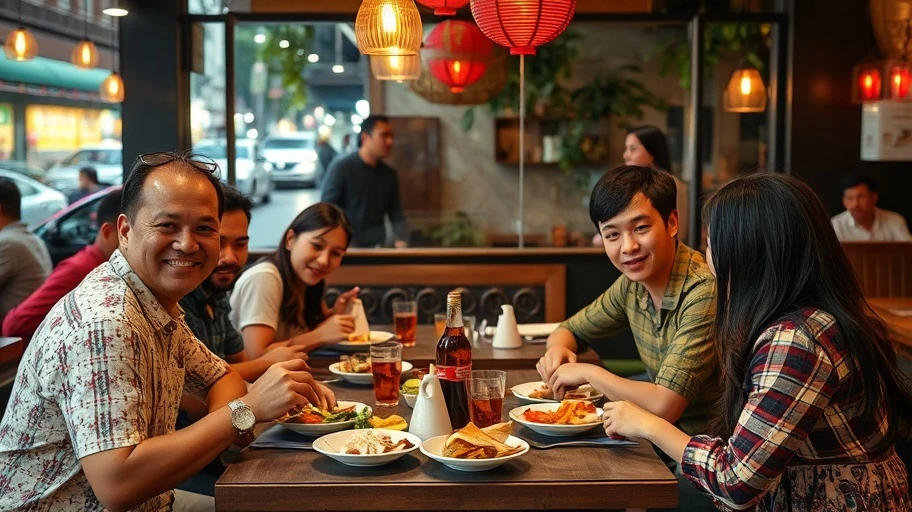 Nhóm đa văn hóa dùng bữa ở nhà hàng TP.HCM