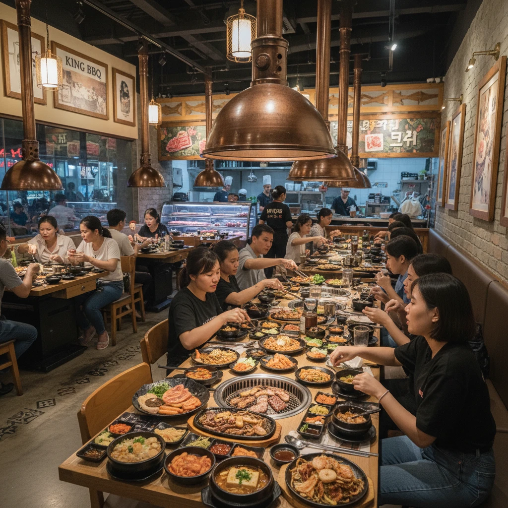 Nội thất và món ăn tại King BBQ Sài Gòn