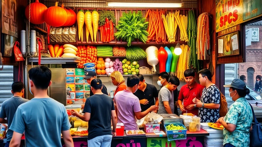 Quầy ăn vặt đường phố nổi bật tại Sài Gòn.