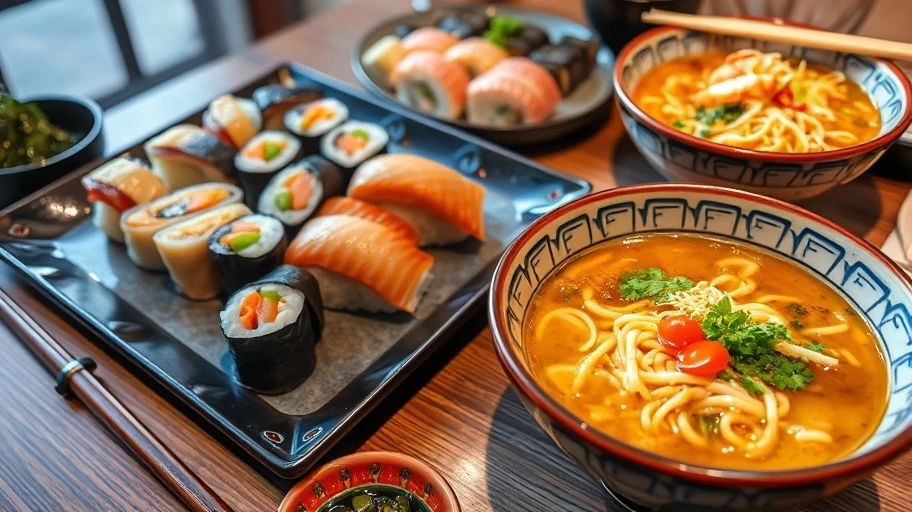 Sushi và ramen Nhật Bản ngon miệng
